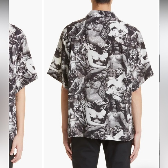 New Undercover Statue Print Short Sleeve Button Up Shirt Mens Sz 5 - Picture 2 of 16